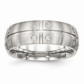 Sophia Jewelers Stainless Steel CZ Brushed Wedding Band 8mm Elegant Design